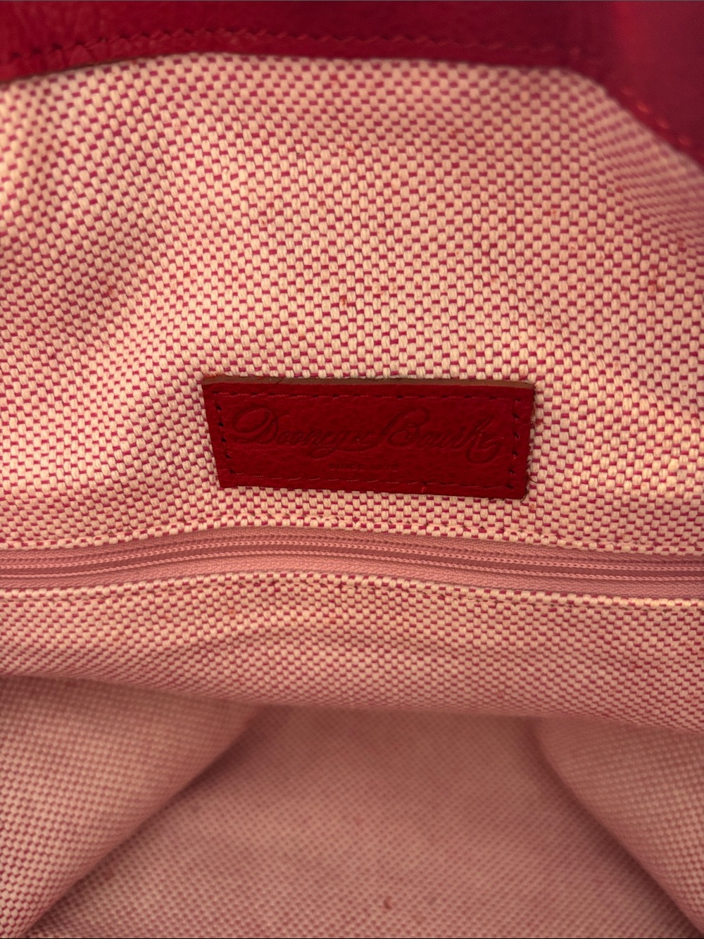 Dooney & Bourke Vibrant Red Leather Tote with Logo Plaque - Picture 5 of 7